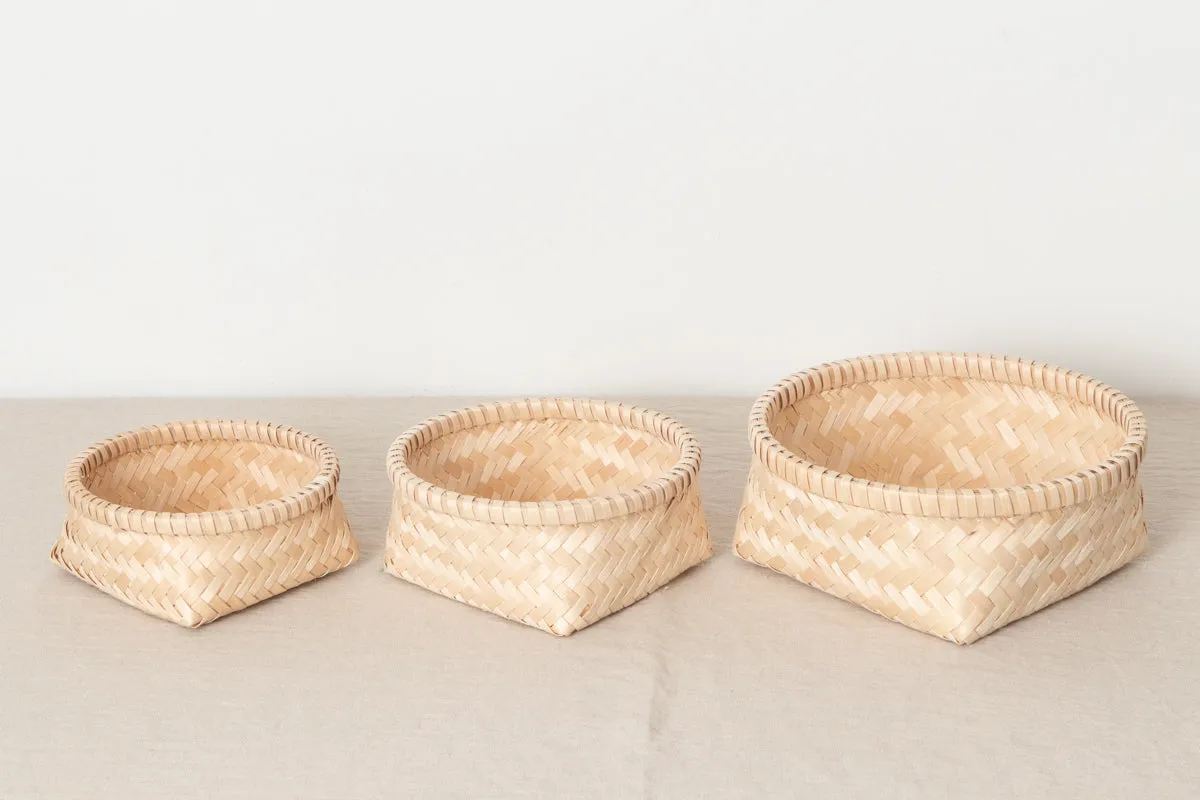 Round basket S, M, L  / Itaya maple / Akita-JPN 720904