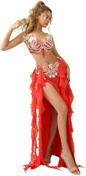 ROYAL SMEELA Belly Dancer Costumes for Women Belly Dancing Skirt Belly Dance Bra and Belt Carnival Bellydance Costume