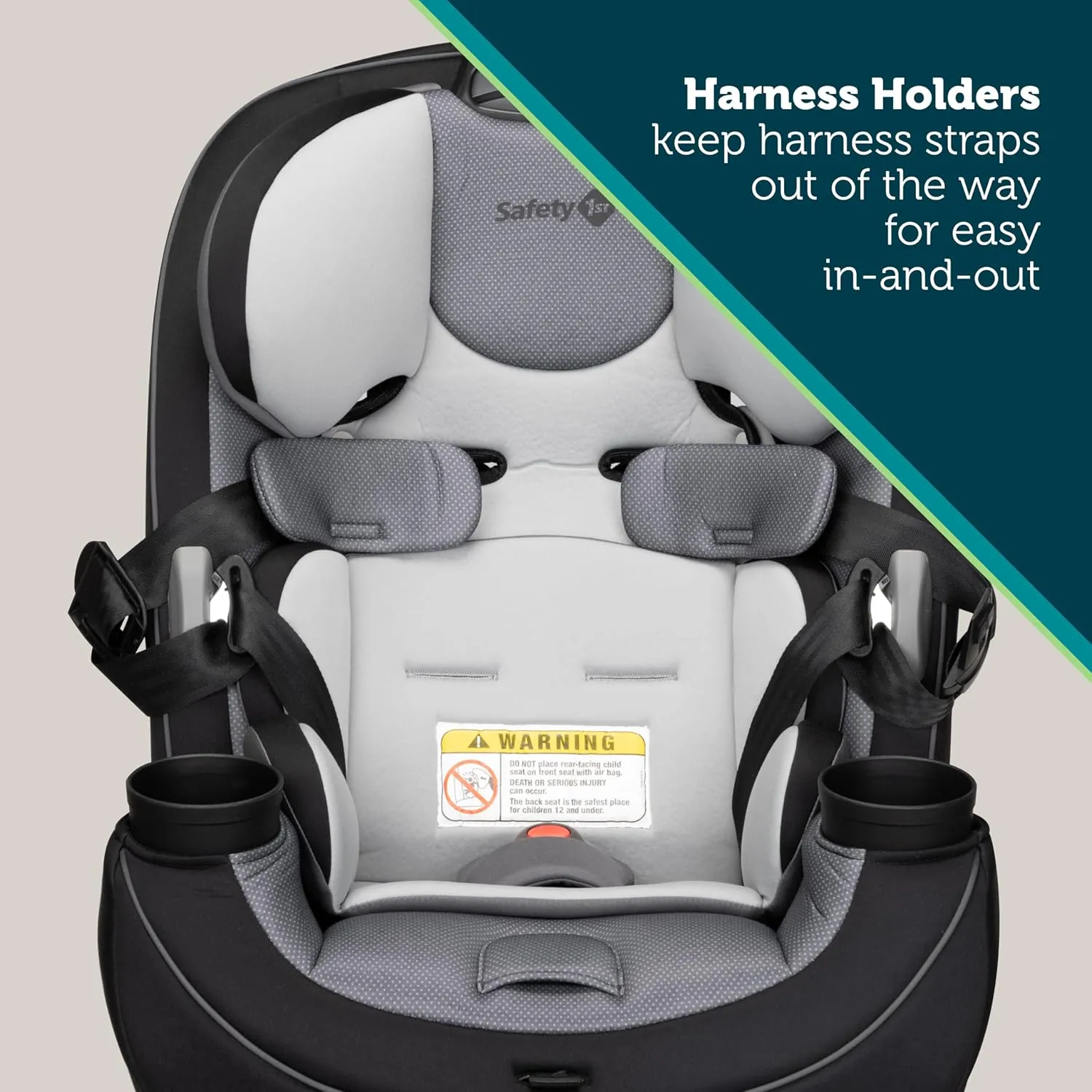 Safety 1st Grow and Go All-in-One Slim Convertible Car Seat, Rear Facing, 5-40 lbs, Forward Facing (30–65 lbs), High Back Booster Seat 40-100 pounds, Harvest Moon