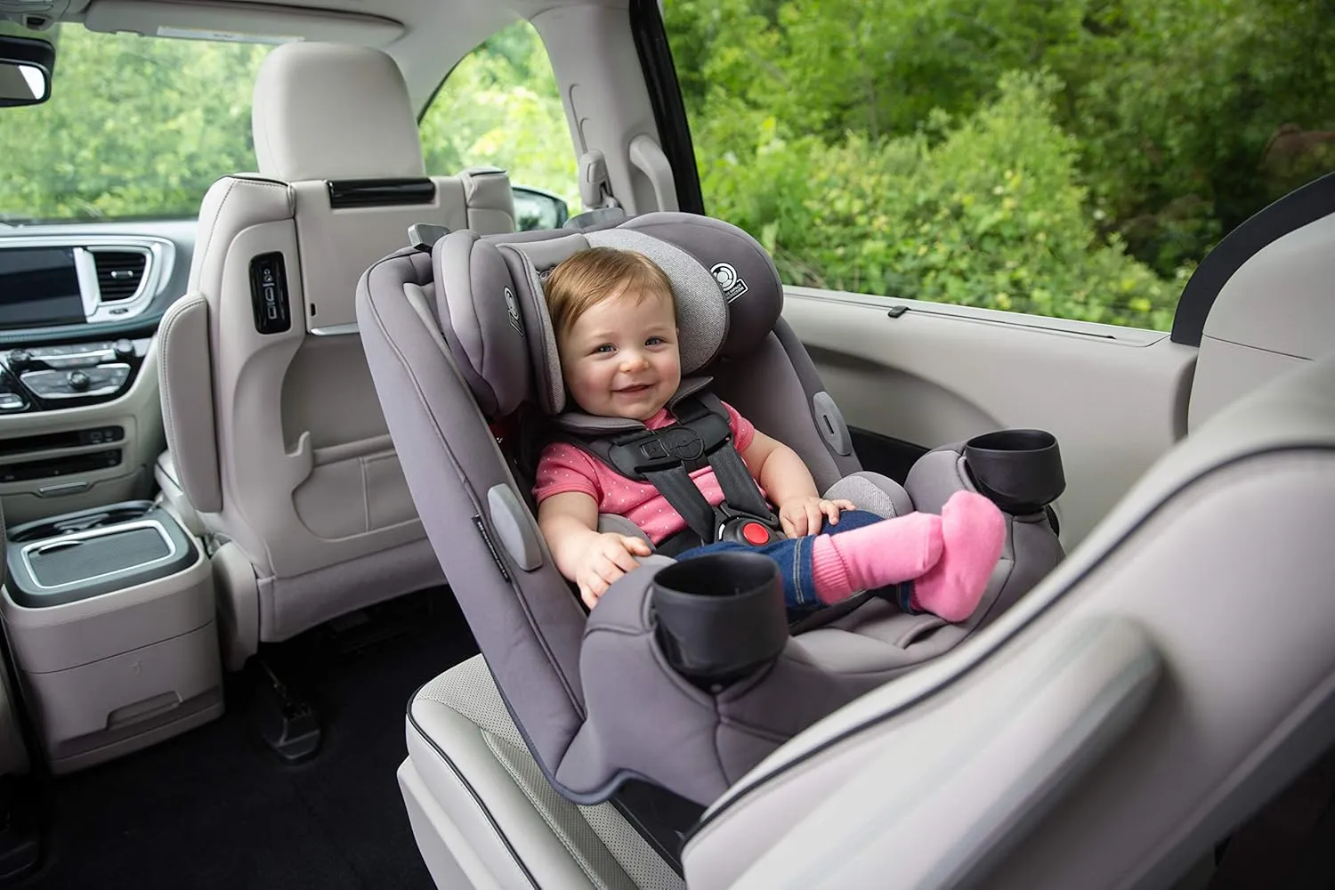 Safety 1st Grow and Go All-in-One Slim Convertible Car Seat, Rear Facing, 5-40 lbs, Forward Facing (30–65 lbs), High Back Booster Seat 40-100 pounds, Harvest Moon