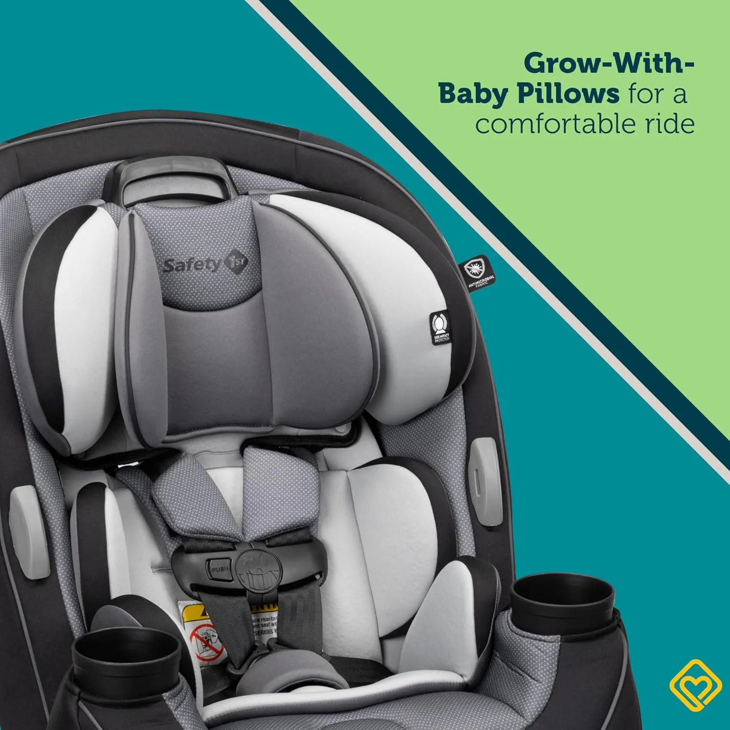 Safety 1st Grow and Go All-in-One Slim Convertible Car Seat, Rear Facing, 5-40 lbs, Forward Facing (30–65 lbs), High Back Booster Seat 40-100 pounds, Harvest Moon