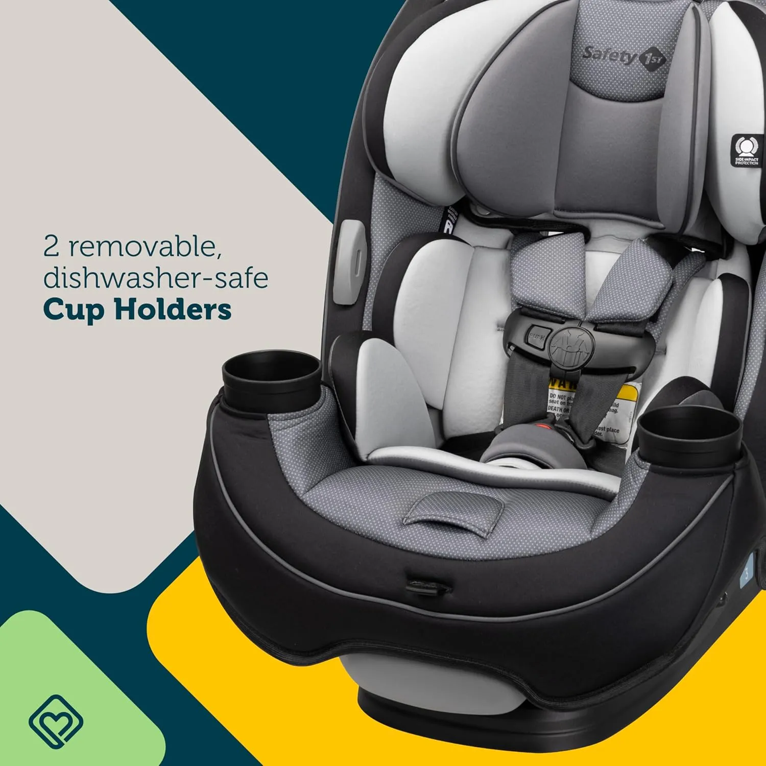 Safety 1st Grow and Go All-in-One Slim Convertible Car Seat, Rear Facing, 5-40 lbs, Forward Facing (30–65 lbs), High Back Booster Seat 40-100 pounds, Harvest Moon