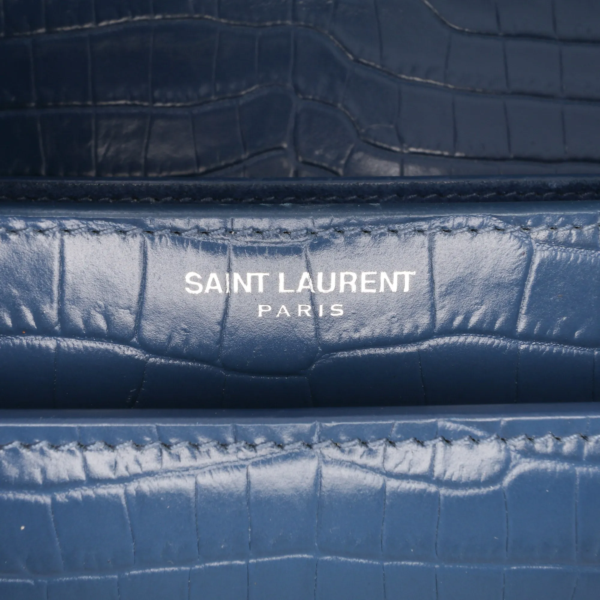 Saint Lau Medium Croc Embossed Monogram Sunset Bag
