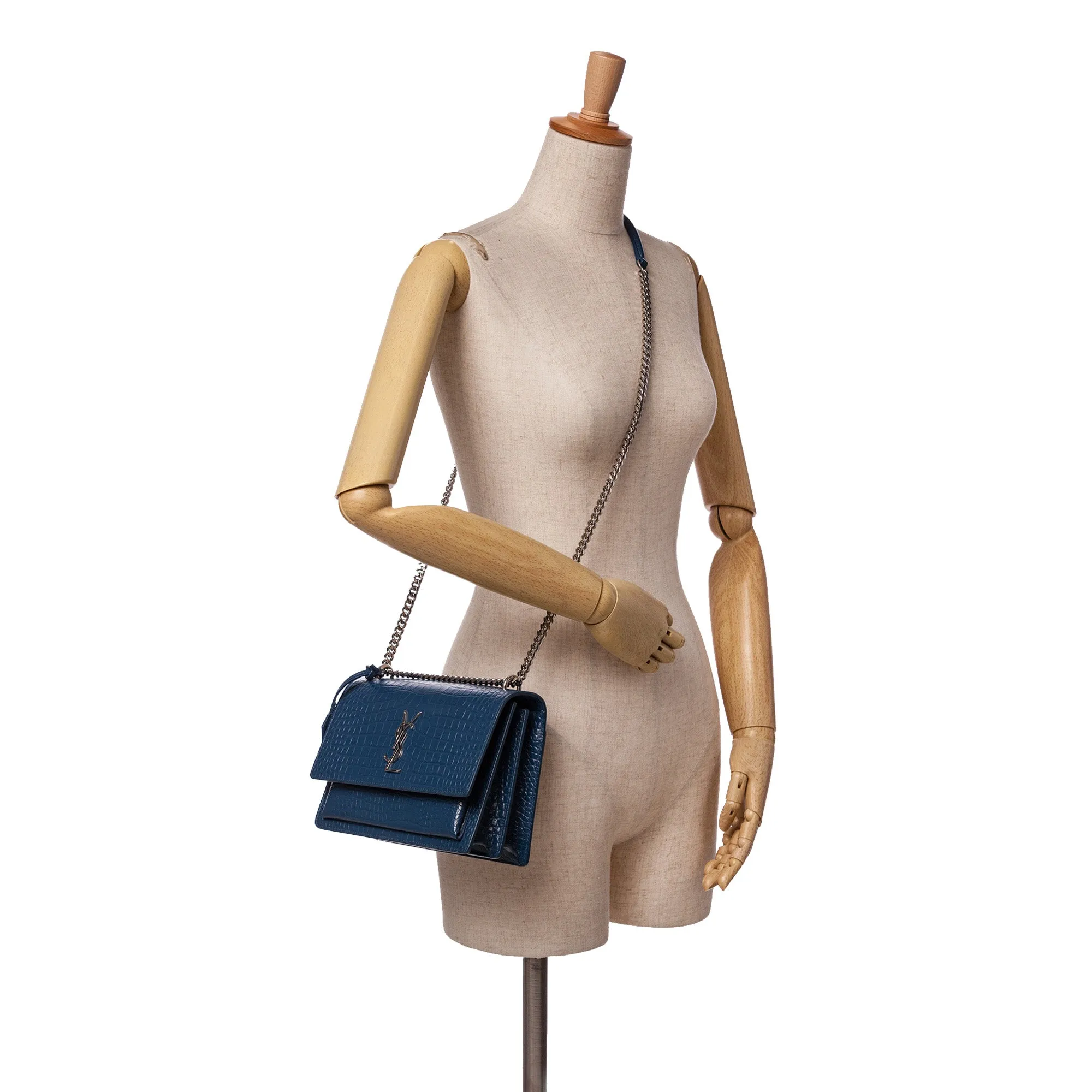 Saint Lau Medium Croc Embossed Monogram Sunset Bag