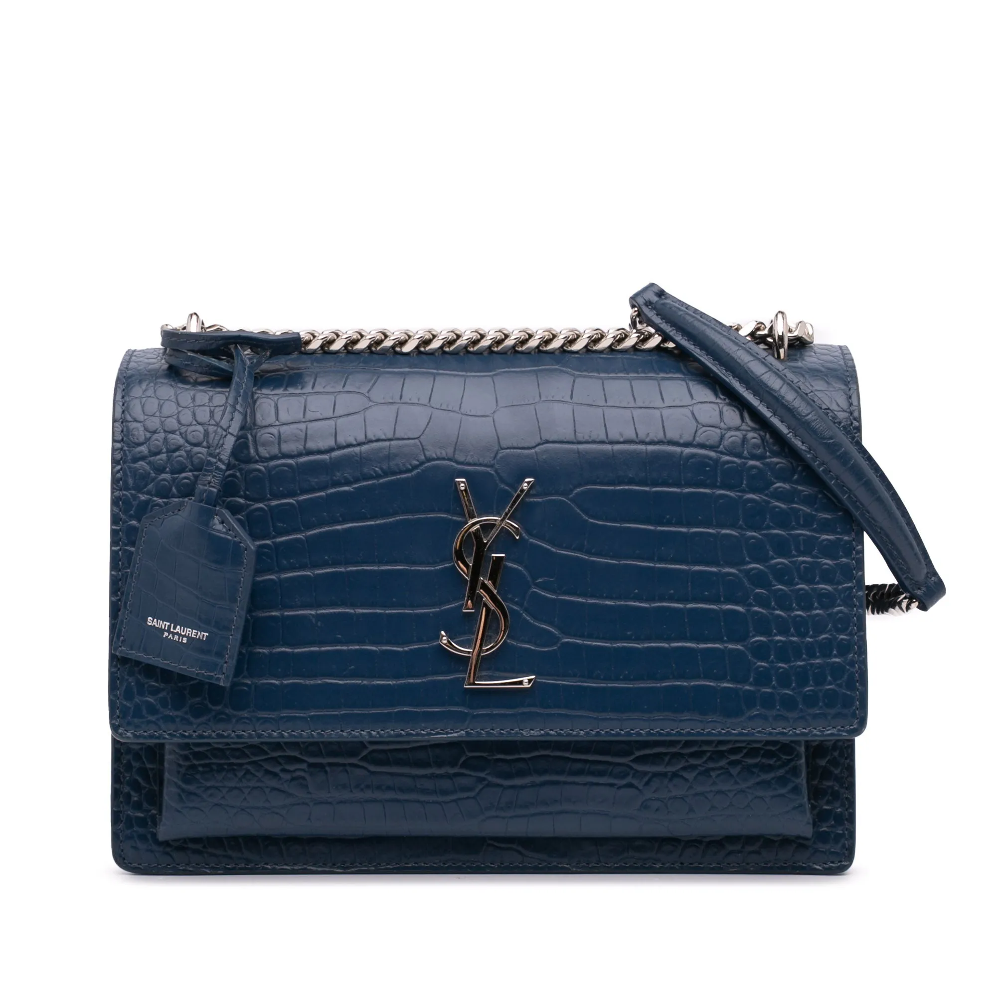 Saint Lau Medium Croc Embossed Monogram Sunset Bag