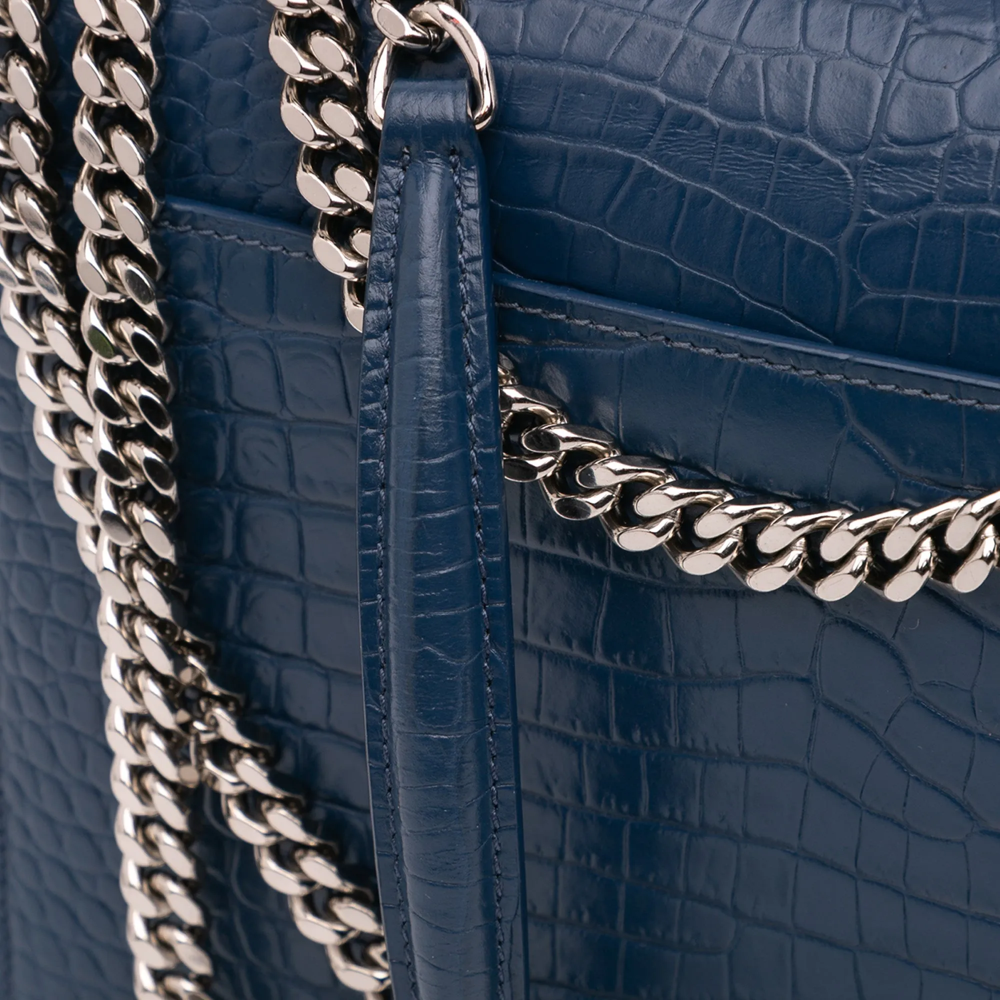 Saint Lau Medium Croc Embossed Monogram Sunset Bag