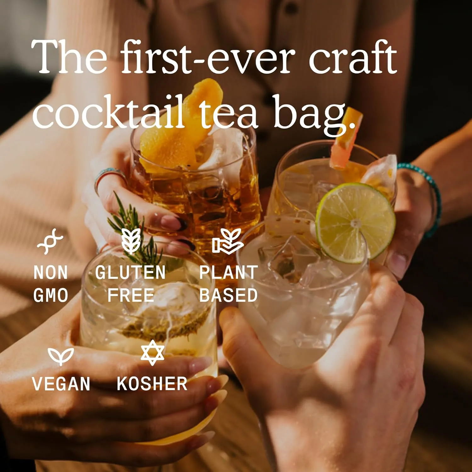 SAYSO Old Fashioned Original Craft Cocktail Tea Bag | Under 1 Min (With Bitters & Orange) | Steep in Whiskey & Cold Water |Organic, Certified Gluten-free & Non-GMO| (<4G Sugar, 15 Calories), 8 count