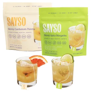 SAYSO Skinny Spicy Margarita & Skinny Cardamom Paloma Cocktail Tea Bags - Mixers Bundle | Organic, Low-calorie & Low Sugar - 2x 8 count