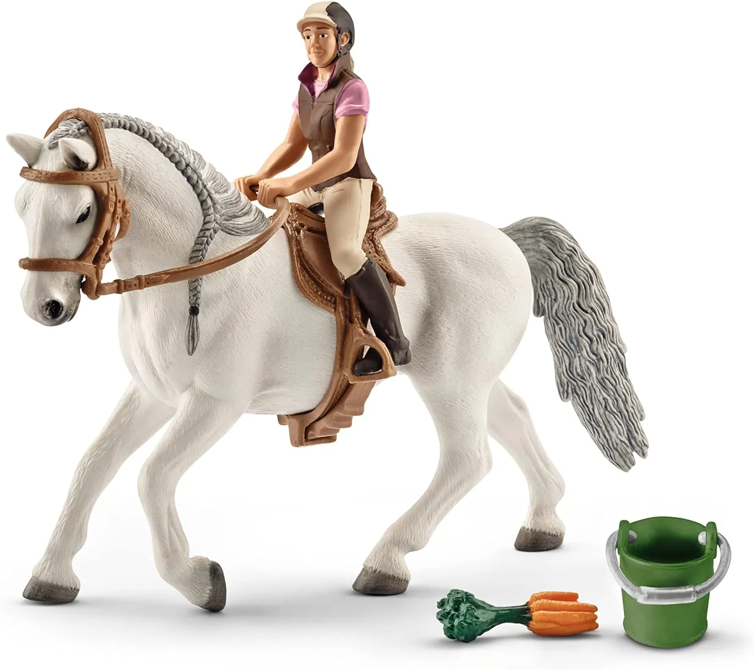 Schleich Horse Club - 7 PC Rider and Horse Toy Playset with Accessories - Realistic Rider and Lipizzaner Mare Figurine - Fun Toys for Girls and Boys - Collectible Figures for Kids Ages 5  - 41433
