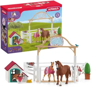 Schleich Horse Club — Hannah's Guest Horses Playset, 20-Piece Horse Stable Toy Set Including Mare, Foal, Hannah Doll and Dog Figurine, Horse Toys for Girls and Boys Ages 5 