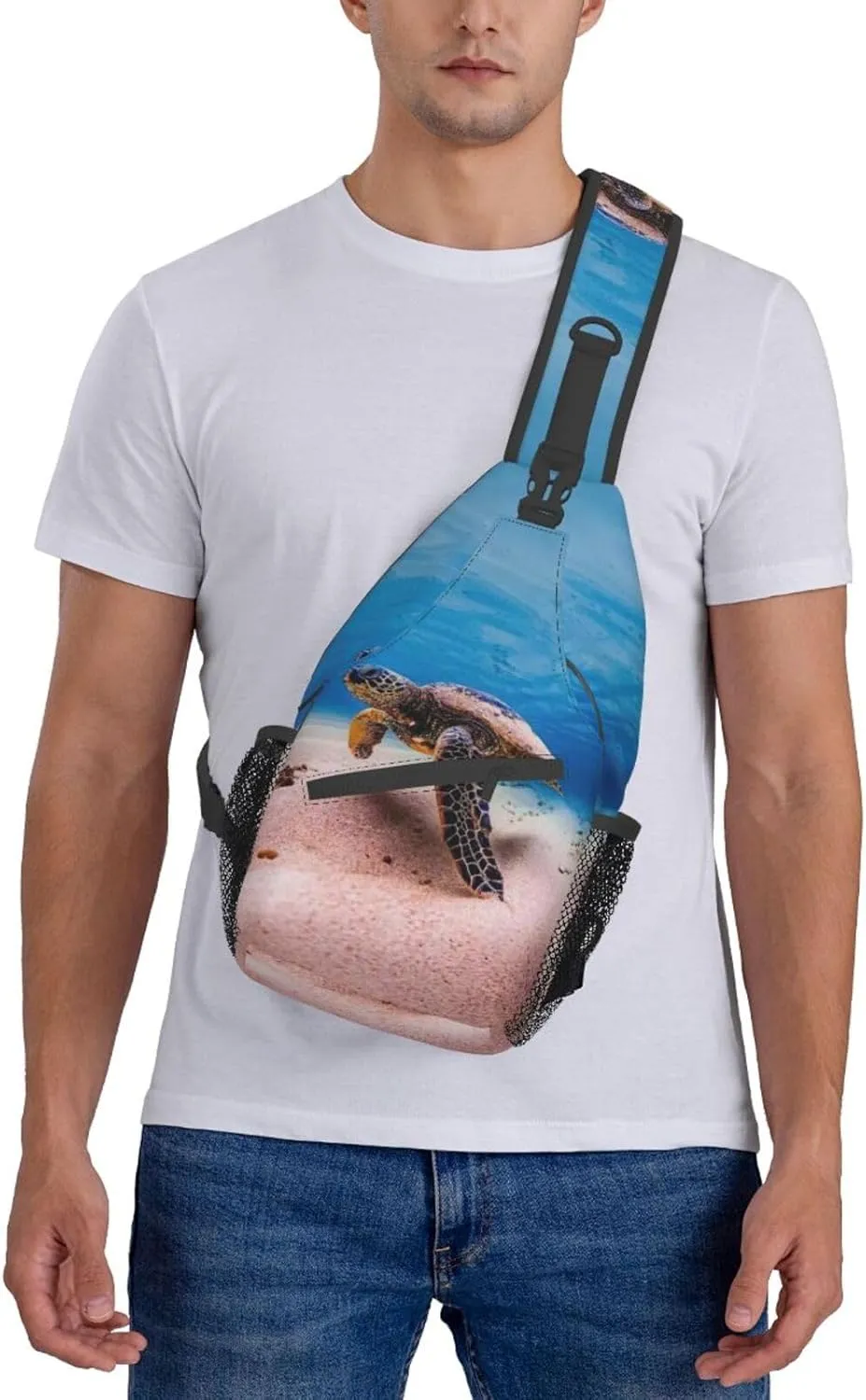 Sea Turtle Crossbody Bag Turtle Shoulder Bag Backpack Beach Sling Bag Chest Casual Daypack for Outdoor