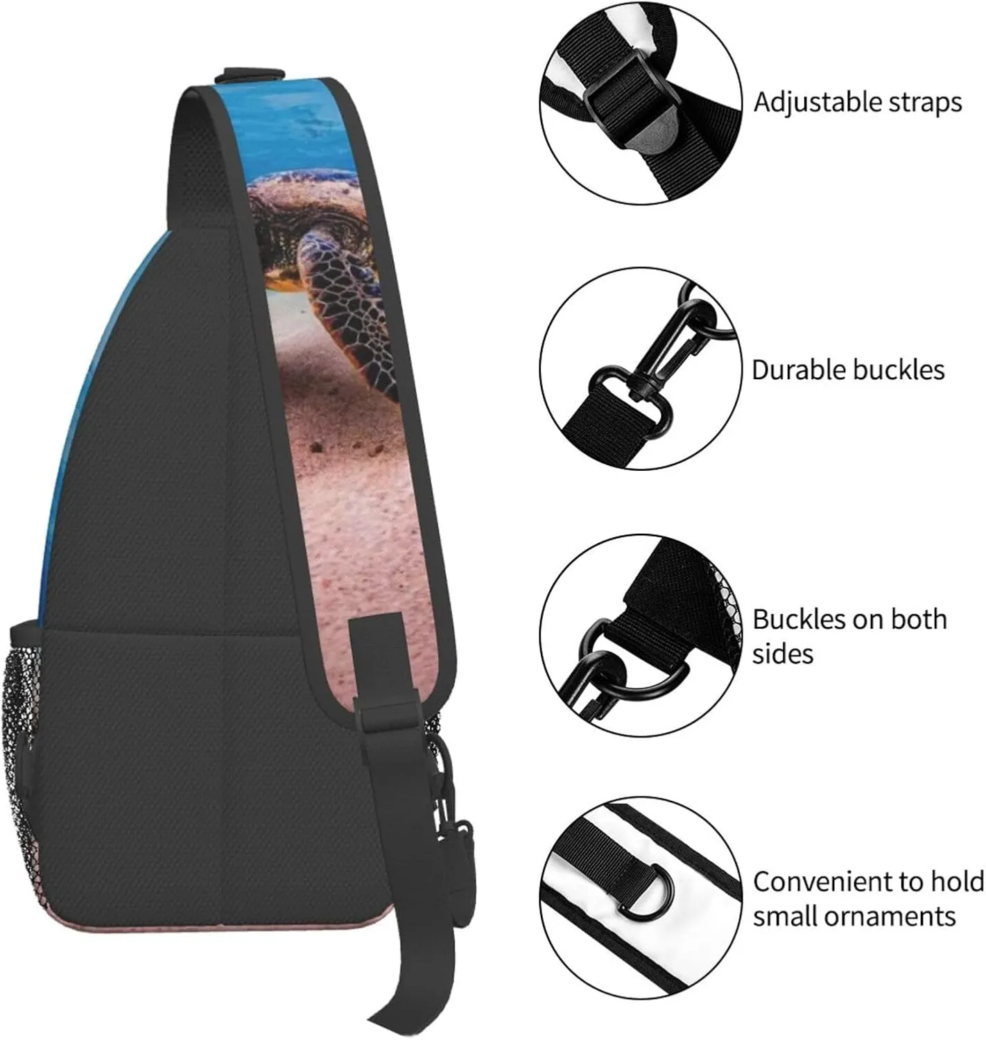 Sea Turtle Crossbody Bag Turtle Shoulder Bag Backpack Beach Sling Bag Chest Casual Daypack for Outdoor