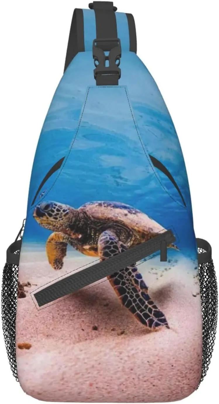 Sea Turtle Crossbody Bag Turtle Shoulder Bag Backpack Beach Sling Bag Chest Casual Daypack for Outdoor