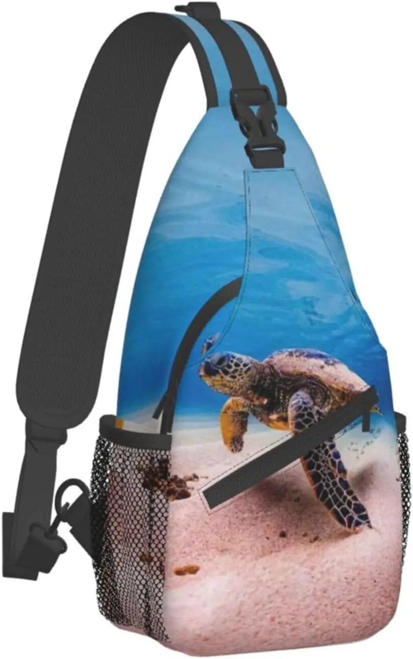 Sea Turtle Crossbody Bag Turtle Shoulder Bag Backpack Beach Sling Bag Chest Casual Daypack for Outdoor