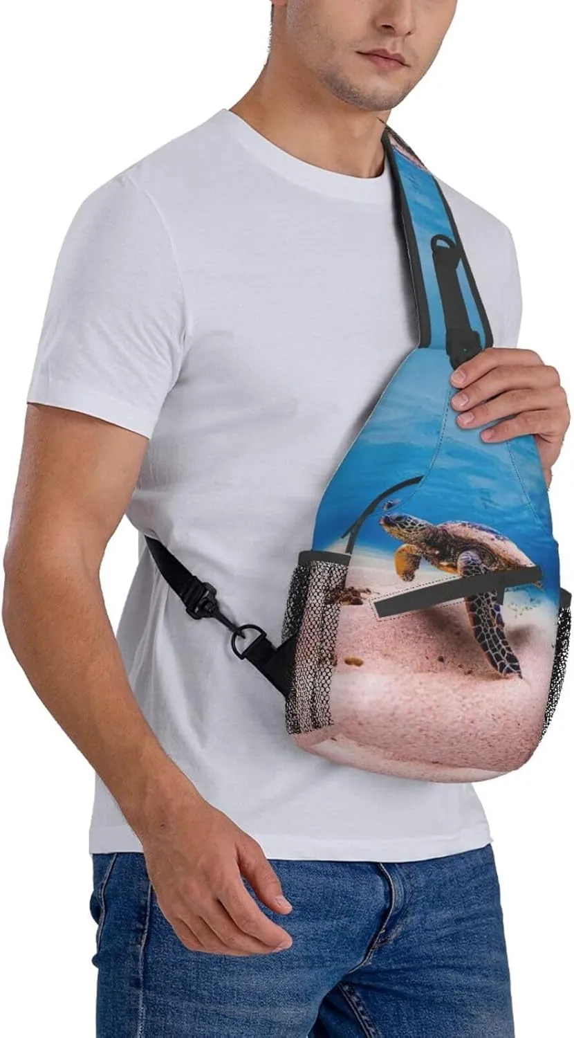 Sea Turtle Crossbody Bag Turtle Shoulder Bag Backpack Beach Sling Bag Chest Casual Daypack for Outdoor