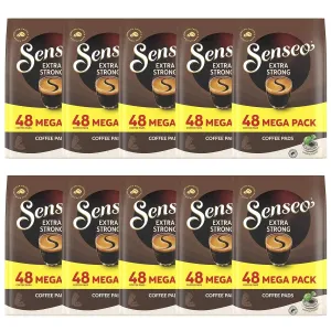 Senseo Extra Strong Dark Roast Coffee Pods, 48 Count (Pack of 10) - Single Serve Coffee Pods Bulk Pack for Senseo Coffee Machine - Compostable Coffee Pods for Hot or Iced Coffee, Cold Brew Coffee