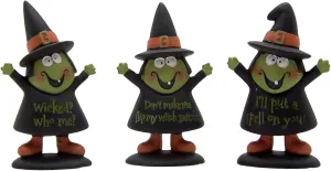 Set of 3 Witches for Halloween - Blossom Bucket Resin - Wicked Who Me - Flip Witch Switch - Put a Spell on You