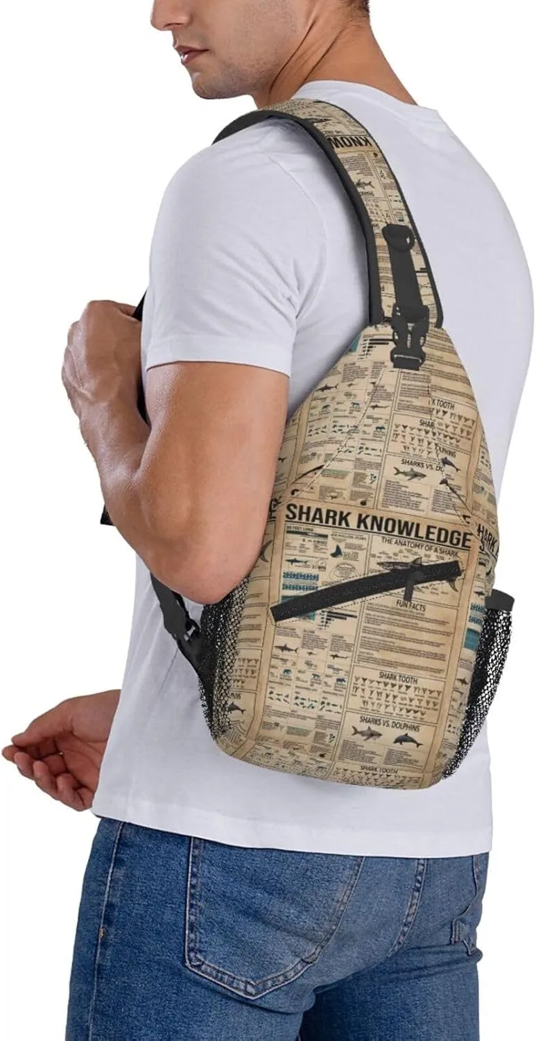 Shark Knowledge Funny The Anatomy Of A Shark Chest Sling Bag Crossbody Shoulder Backpack Bag Gym Cycling Travel Hiking Daypack Cross Bag