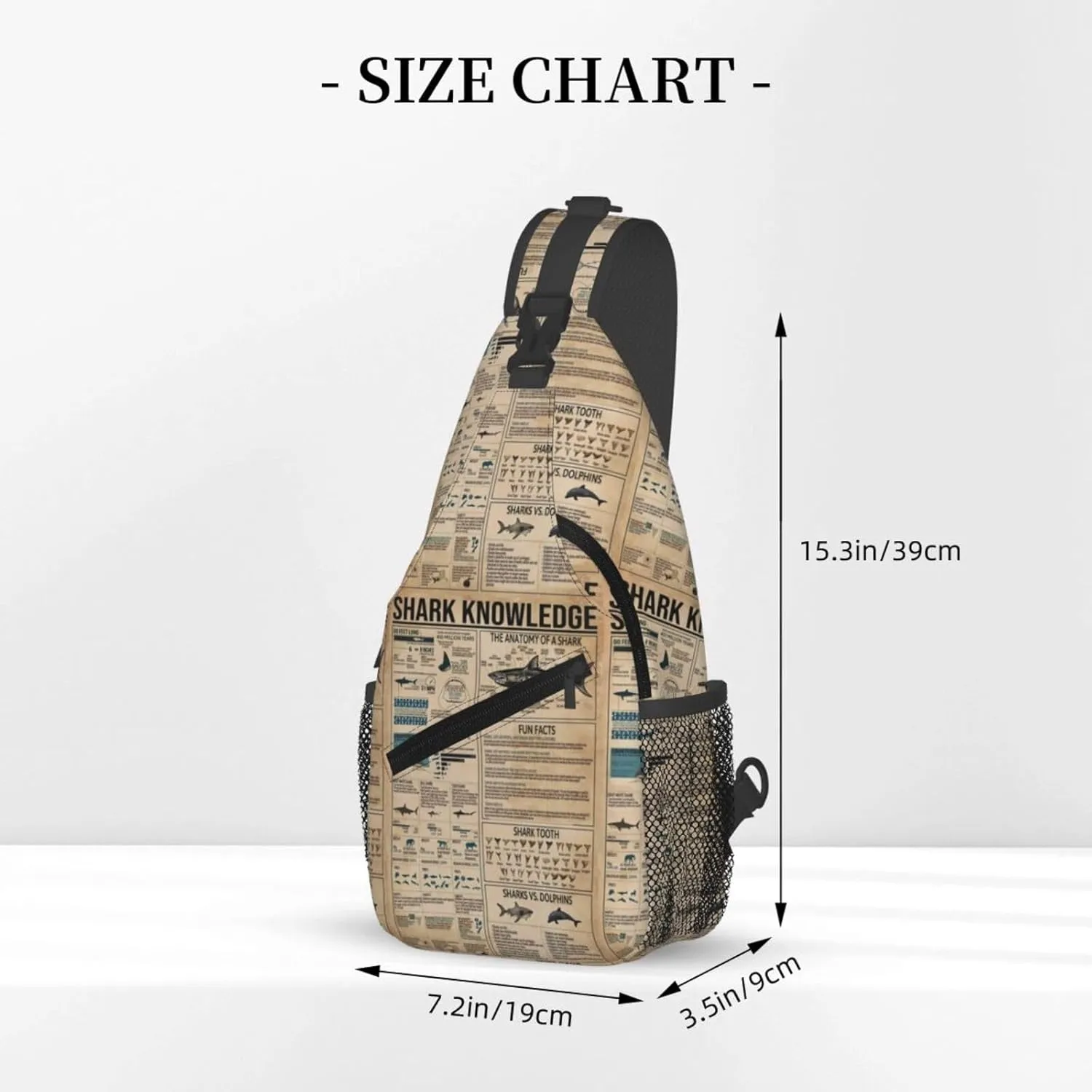 Shark Knowledge Funny The Anatomy Of A Shark Chest Sling Bag Crossbody Shoulder Backpack Bag Gym Cycling Travel Hiking Daypack Cross Bag