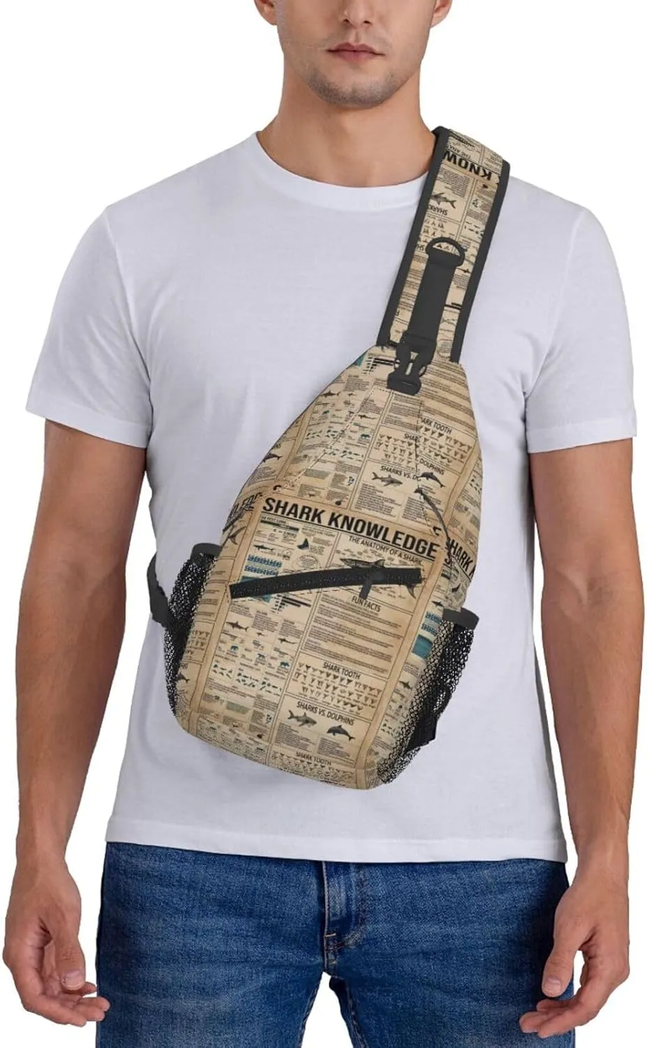 Shark Knowledge Funny The Anatomy Of A Shark Chest Sling Bag Crossbody Shoulder Backpack Bag Gym Cycling Travel Hiking Daypack Cross Bag