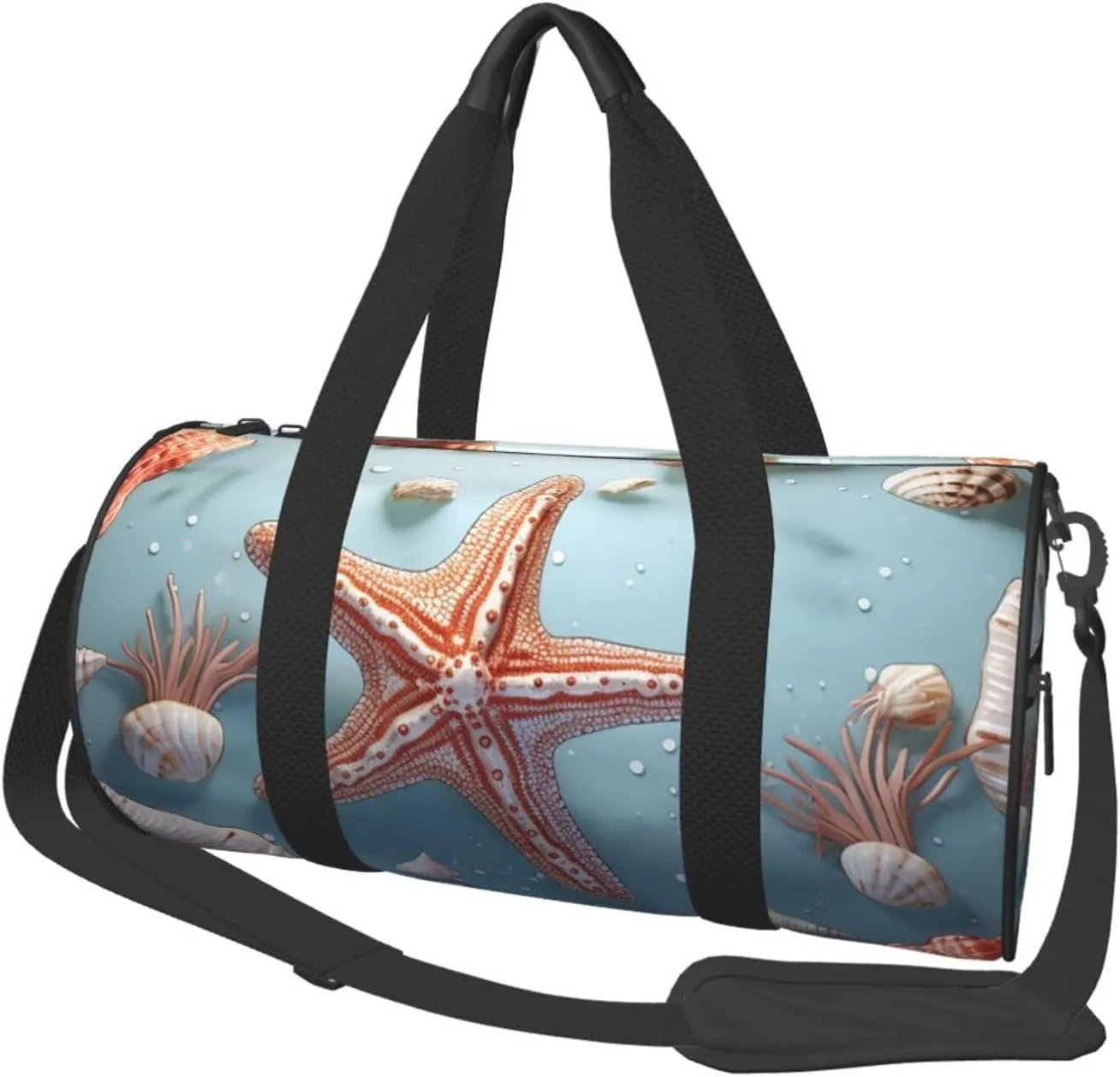 Shell Starfish Travel Bag for Women Men Gym Bag Large Duffle Bag Weekender Overnight Bag with Shoulder Strap