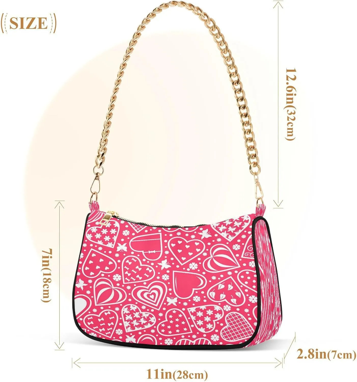 Shoulder Bag for Women Hobo Tote Handbag Gold Chain Crossbody Bag with Zipper Clutch Purse Handbags