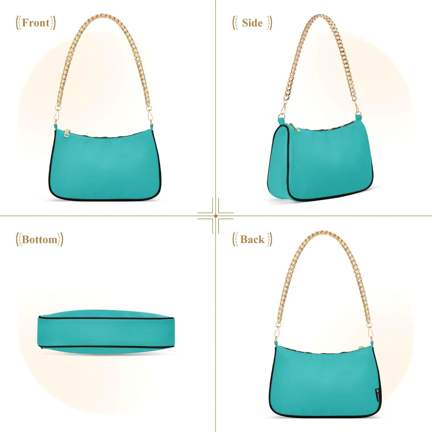 Shoulder Bag for Women Hobo Tote Handbag Gold Chain Crossbody Bag with Zipper Clutch Purse Handbags