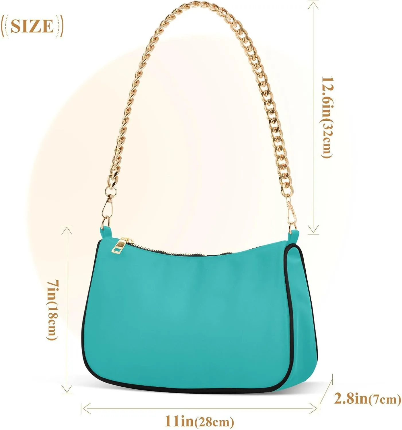 Shoulder Bag for Women Hobo Tote Handbag Gold Chain Crossbody Bag with Zipper Clutch Purse Handbags