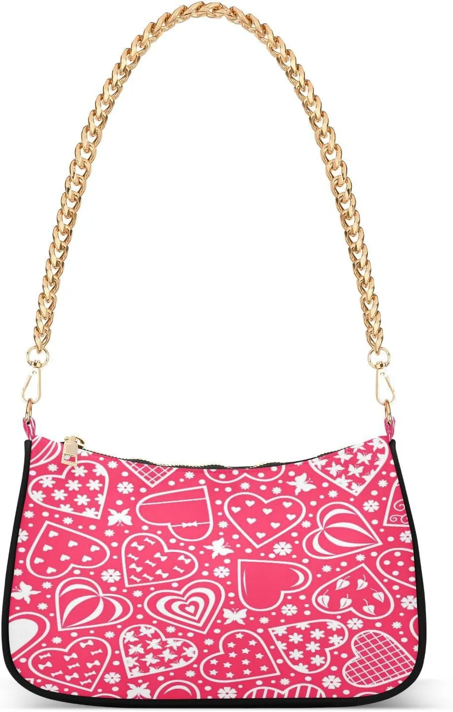Shoulder Bag for Women Hobo Tote Handbag Gold Chain Crossbody Bag with Zipper Clutch Purse Handbags