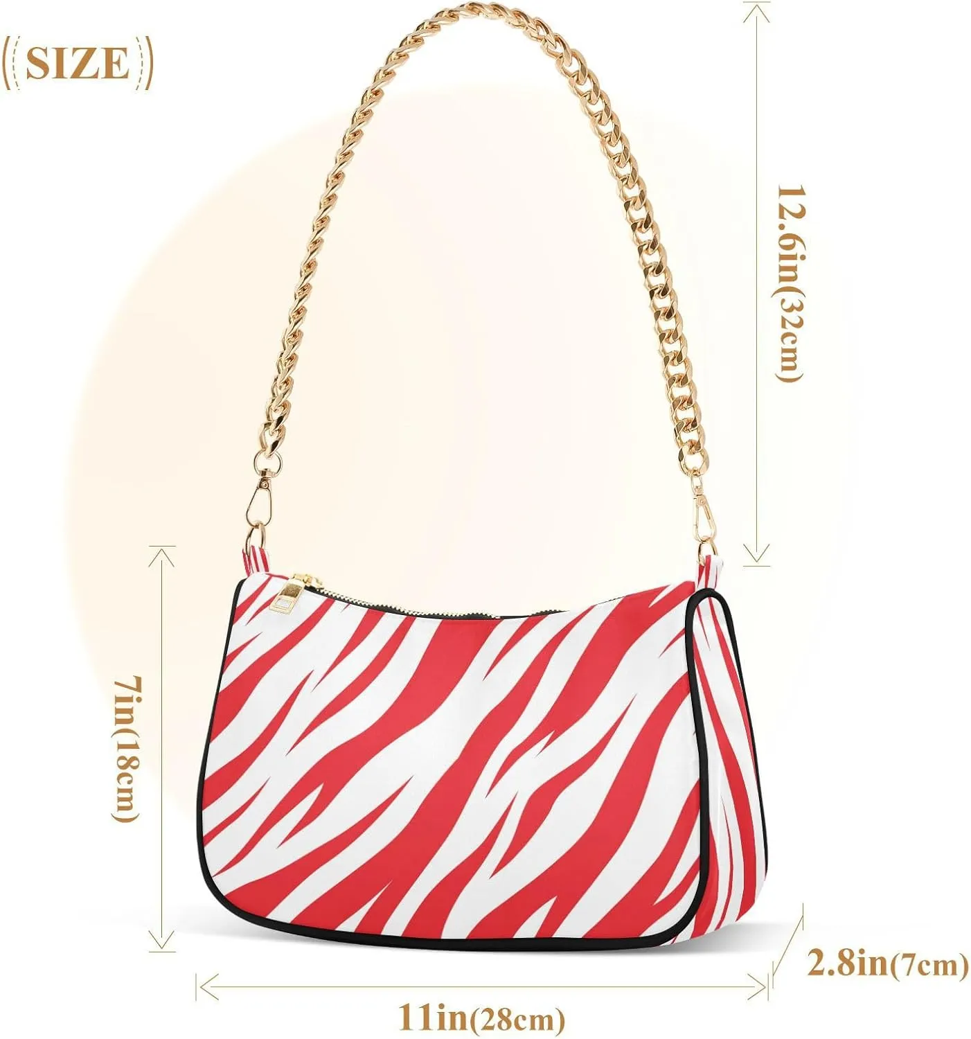 Shoulder Bag for Women Hobo Tote Handbag Gold Chain Crossbody Bag with Zipper Clutch Purse Handbags