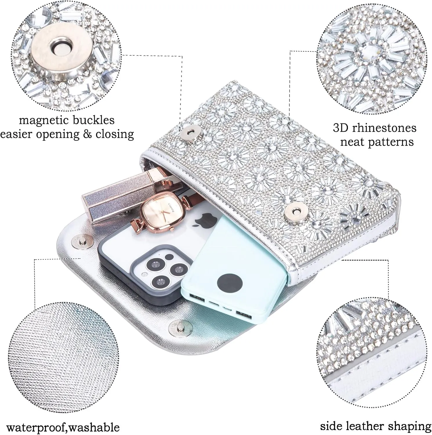 Shoulder Bags Crossbody Bag Purses Handbags Crystals Rhinestone Evening Bag for Women Clutch Purse with Chain