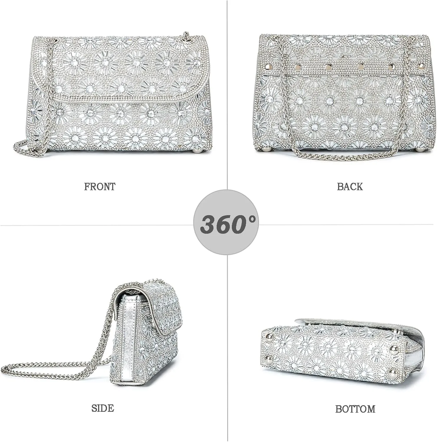 Shoulder Bags Crossbody Bag Purses Handbags Crystals Rhinestone Evening Bag for Women Clutch Purse with Chain