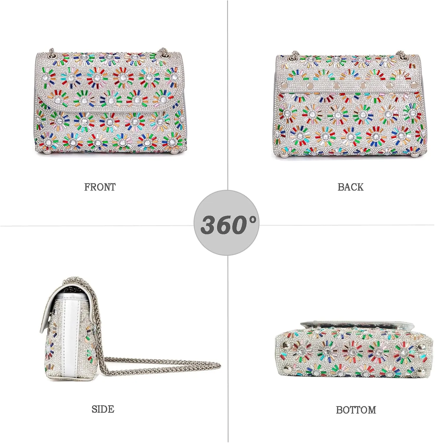 Shoulder Bags Crossbody Bag Purses Handbags Crystals Rhinestone Evening Bag for Women Clutch Purse with Chain