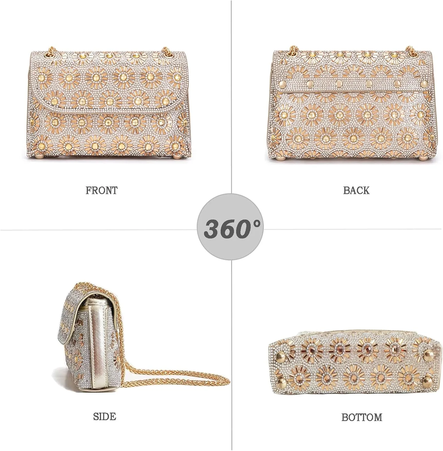 Shoulder Bags Crossbody Bag Purses Handbags Crystals Rhinestone Evening Bag for Women Clutch Purse with Chain