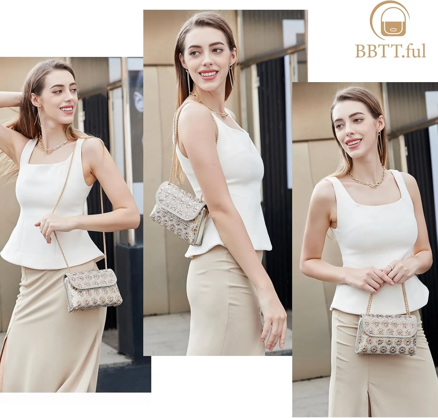 Shoulder Bags Crossbody Bag Purses Handbags Crystals Rhinestone Evening Bag for Women Clutch Purse with Chain