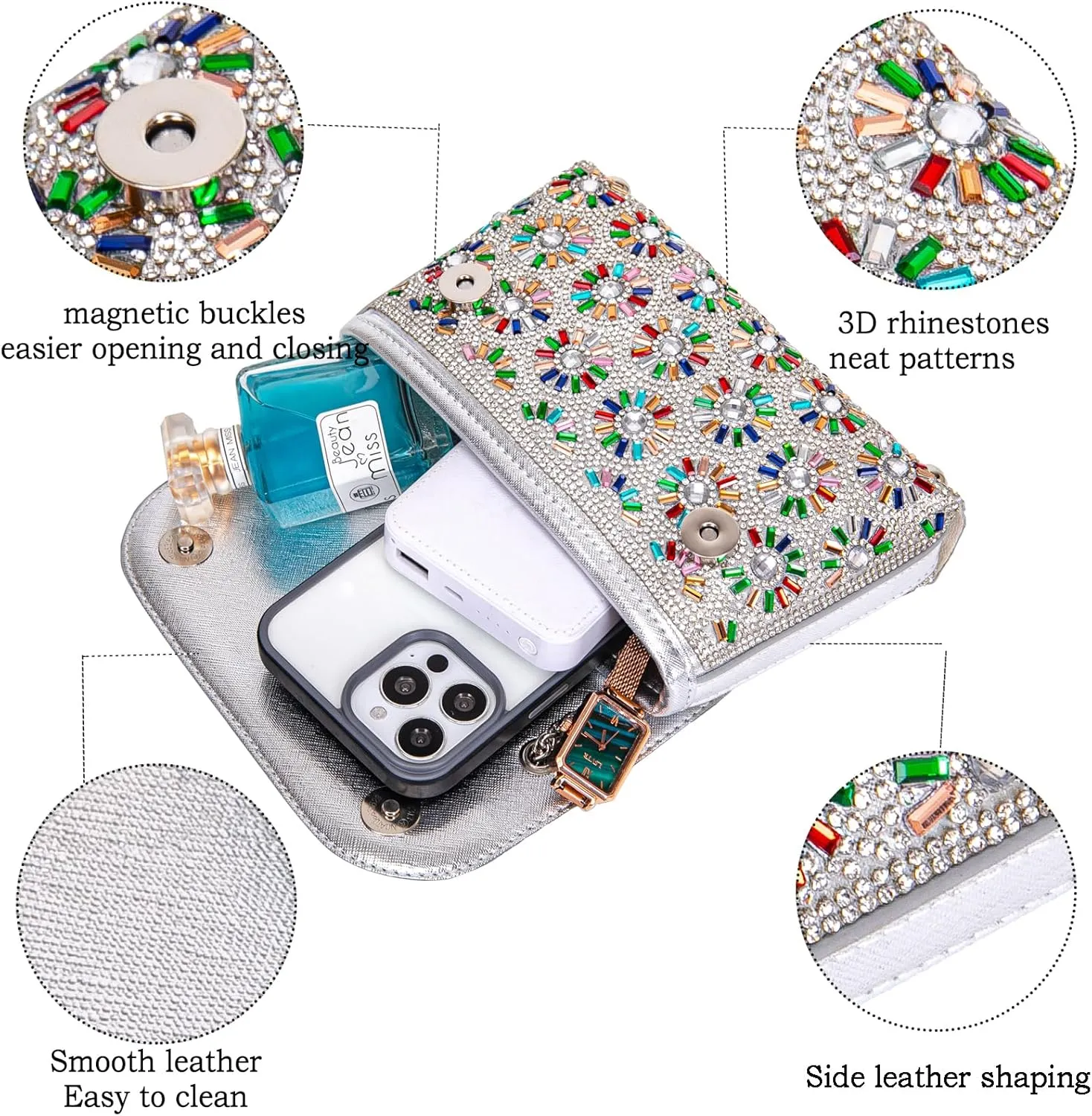 Shoulder Bags Crossbody Bag Purses Handbags Crystals Rhinestone Evening Bag for Women Clutch Purse with Chain