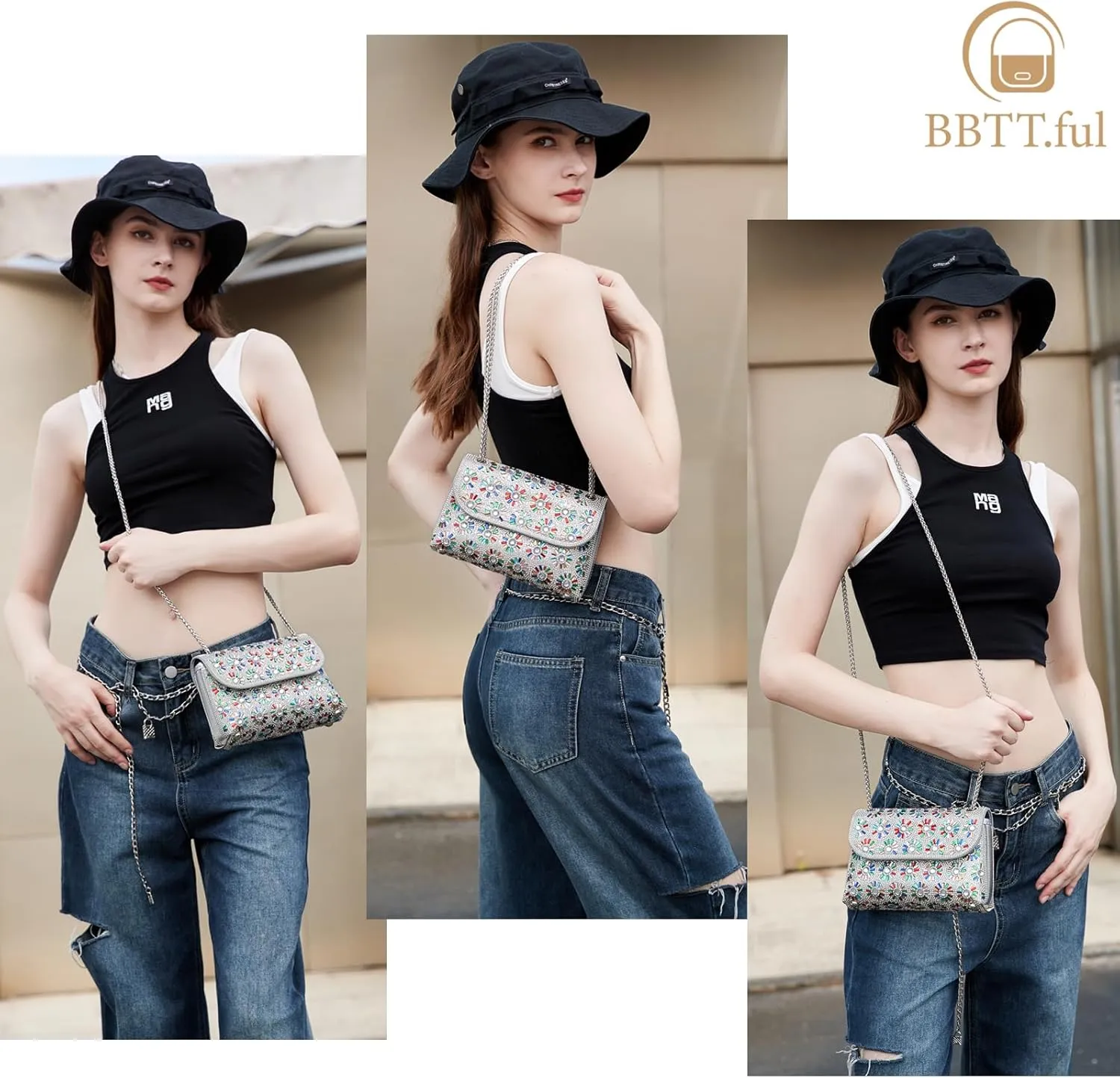 Shoulder Bags Crossbody Bag Purses Handbags Crystals Rhinestone Evening Bag for Women Clutch Purse with Chain