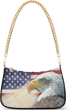 Shoulder Bags for Women American US Flag Independence Day Patriotic Hobo Tote Handbag Small Clutch Purse with Zipper Closure