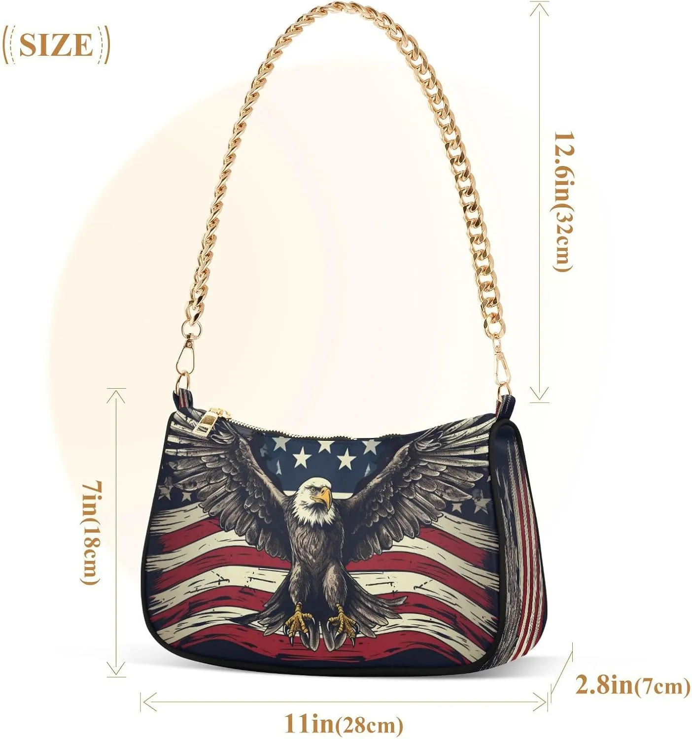 Shoulder Bags for Women American US Flag Independence Day Patriotic Hobo Tote Handbag Small Clutch Purse with Zipper Closure