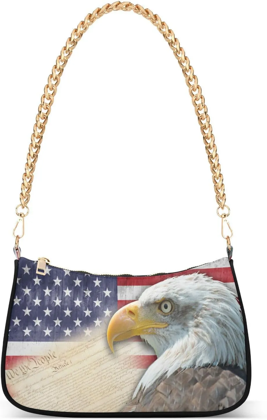 Shoulder Bags for Women American US Flag Independence Day Patriotic Hobo Tote Handbag Small Clutch Purse with Zipper Closure