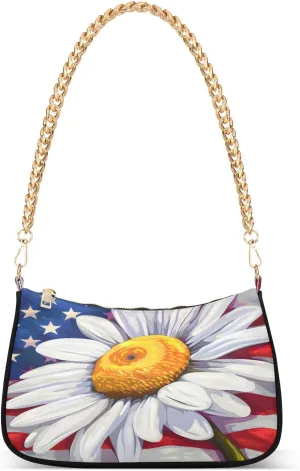 Shoulder Bags for Women American US Flag Independence Day Patriotic Hobo Tote Handbag Small Clutch Purse with Zipper Closure