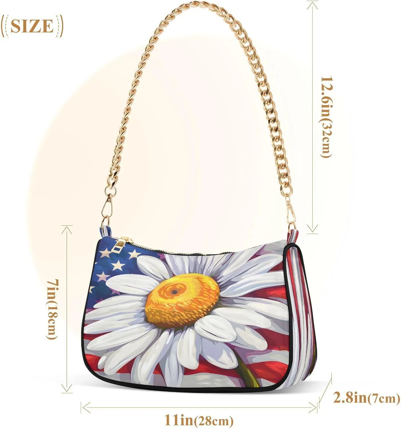 Shoulder Bags for Women American US Flag Independence Day Patriotic Hobo Tote Handbag Small Clutch Purse with Zipper Closure