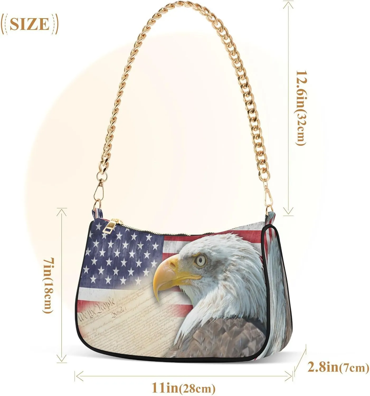 Shoulder Bags for Women American US Flag Independence Day Patriotic Hobo Tote Handbag Small Clutch Purse with Zipper Closure