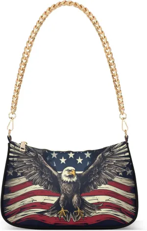 Shoulder Bags for Women American US Flag Independence Day Patriotic Hobo Tote Handbag Small Clutch Purse with Zipper Closure
