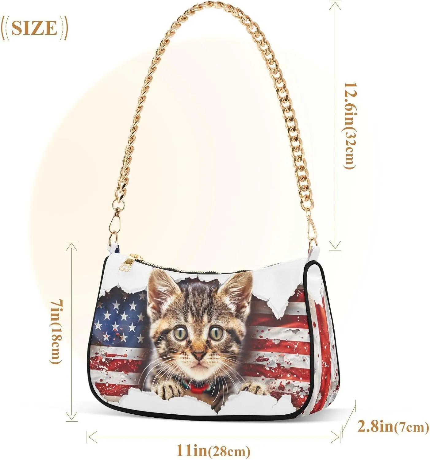 Shoulder Bags for Women American US Flag Independence Day Patriotic Hobo Tote Handbag Small Clutch Purse with Zipper Closure