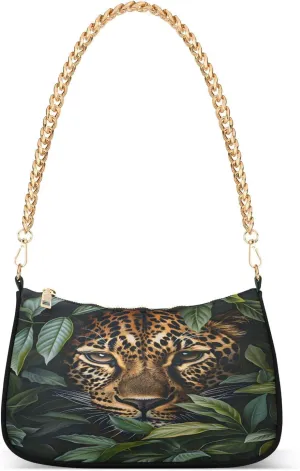 Shoulder Bags for Women An African Leopard Hiding in A Bush Looking Mysterious Hobo Tote Handbag Small Clutch Purse with Zipper Closure