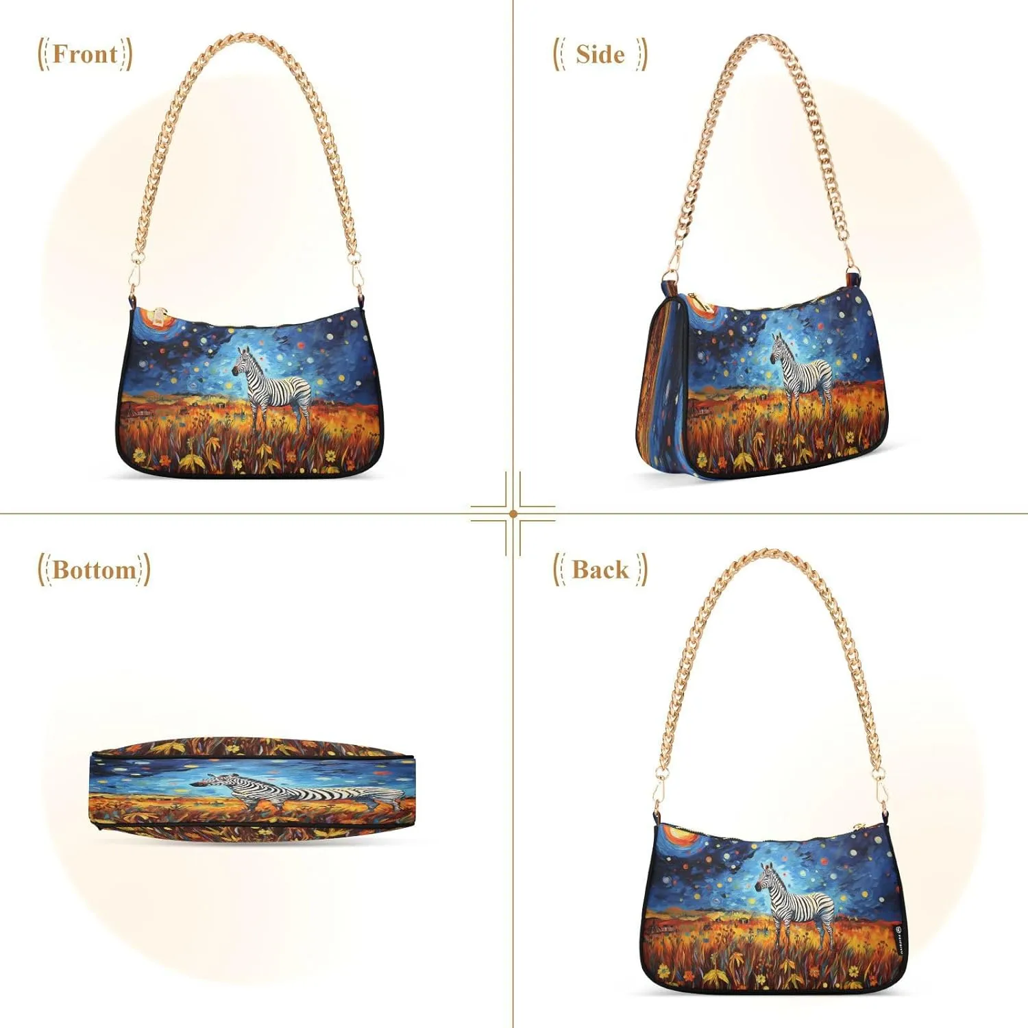 Shoulder Bags for Women Animal Zebra Leopard Cheetah Tiger Print Hobo Tote Handbag Small Clutch Purse with Zipper Closure