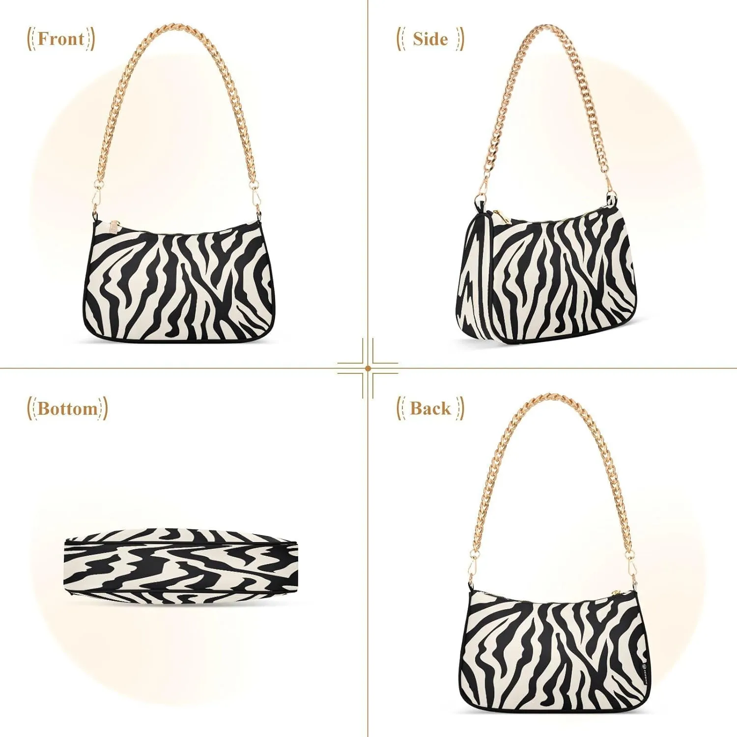 Shoulder Bags for Women Animal Zebra Leopard Cheetah Tiger Print Hobo Tote Handbag Small Clutch Purse with Zipper Closure