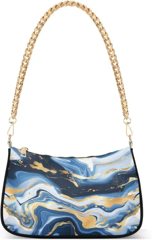 Shoulder Bags for Women Colorful Marble Texture Hobo Tote Handbag Small Clutch Purse with Zipper Closure