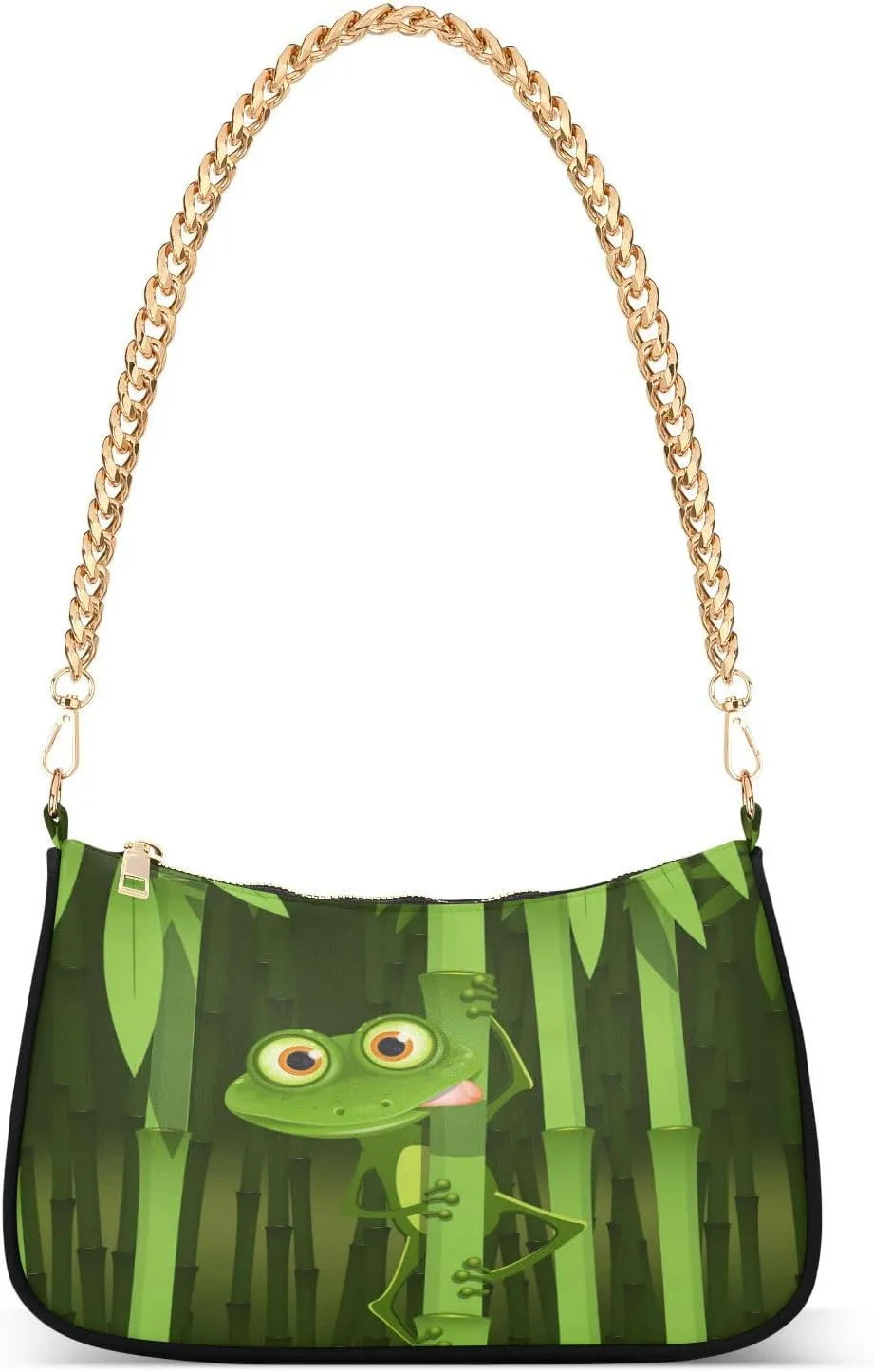 Shoulder Bags for Women Curious Frog Hobo Tote Handbag Small Clutch Purse with Zipper Closure